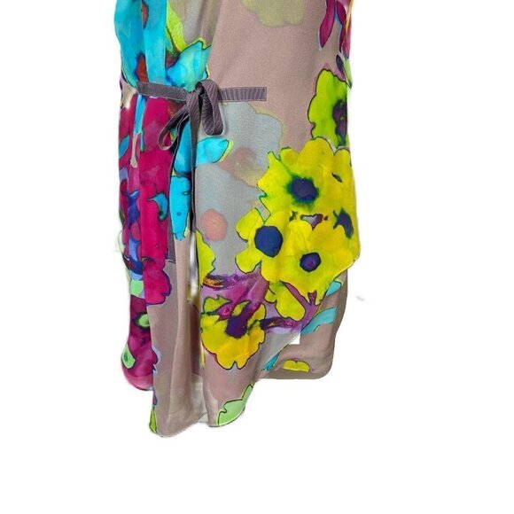 Trina Turk Silk Floral Dress Gray Multicolor Size 2 NWT - Picture 4 of 13